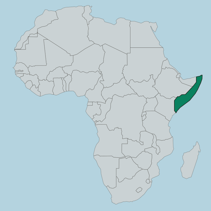 Map showing Somalia — In Africa