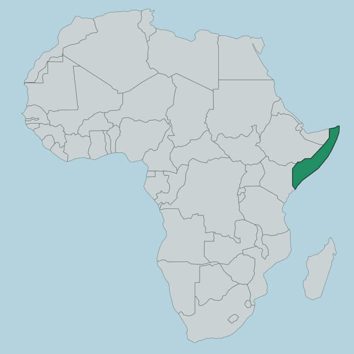 Map showing Somalia — In Africa