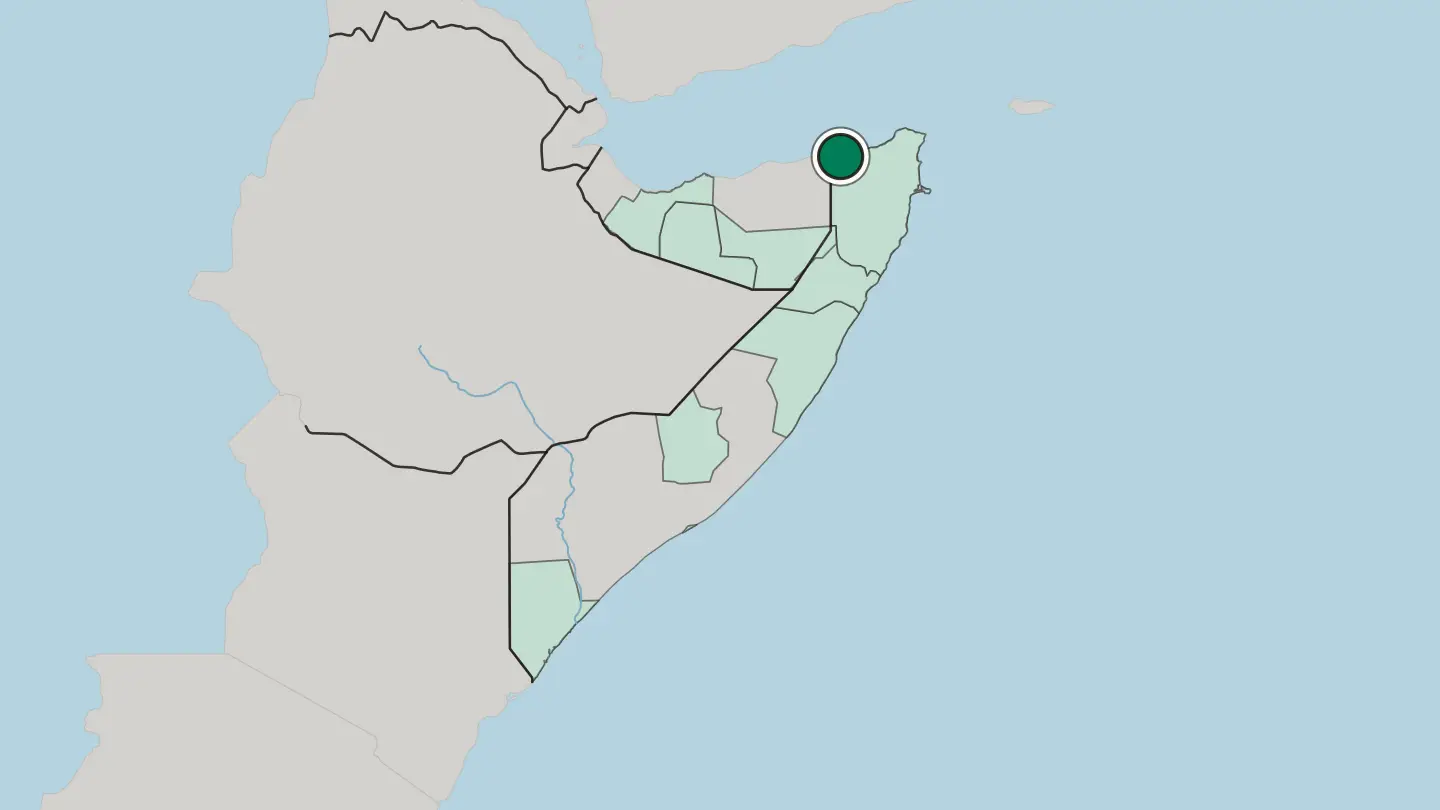 Map of Bosaso in Somalia