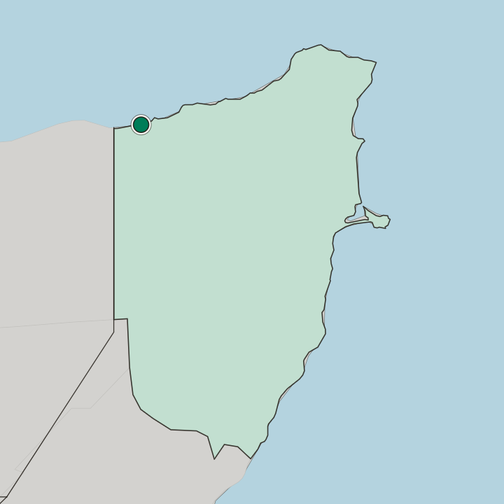 Map showing Bosaso — In Gobolka Bari