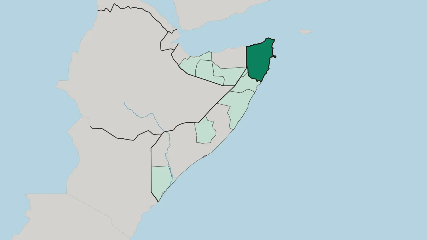 Map of Gobolka Bari in Somalia