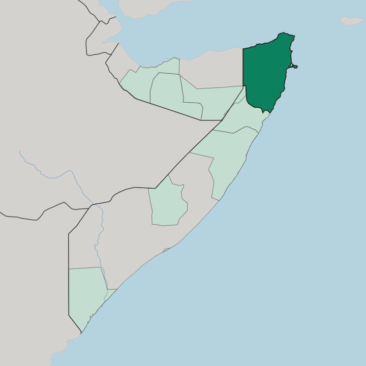 Map showing Gobolka Bari — In Somalia