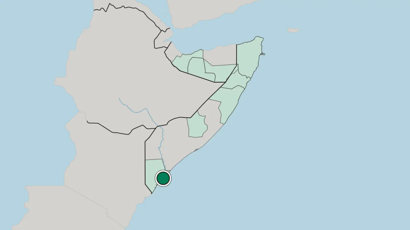 Map of Kismayo in Somalia