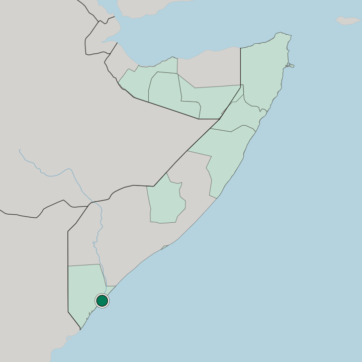 Map showing Kismayo — In Somalia