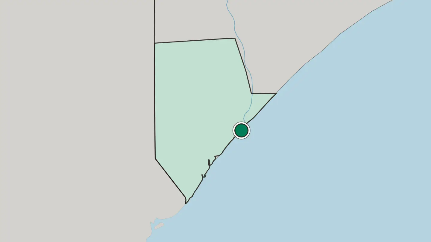 Map of Kismayo in Somalia
