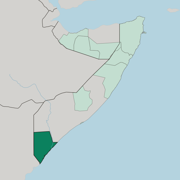 Map showing Gobolka Jubbada Hoose — In Somalia