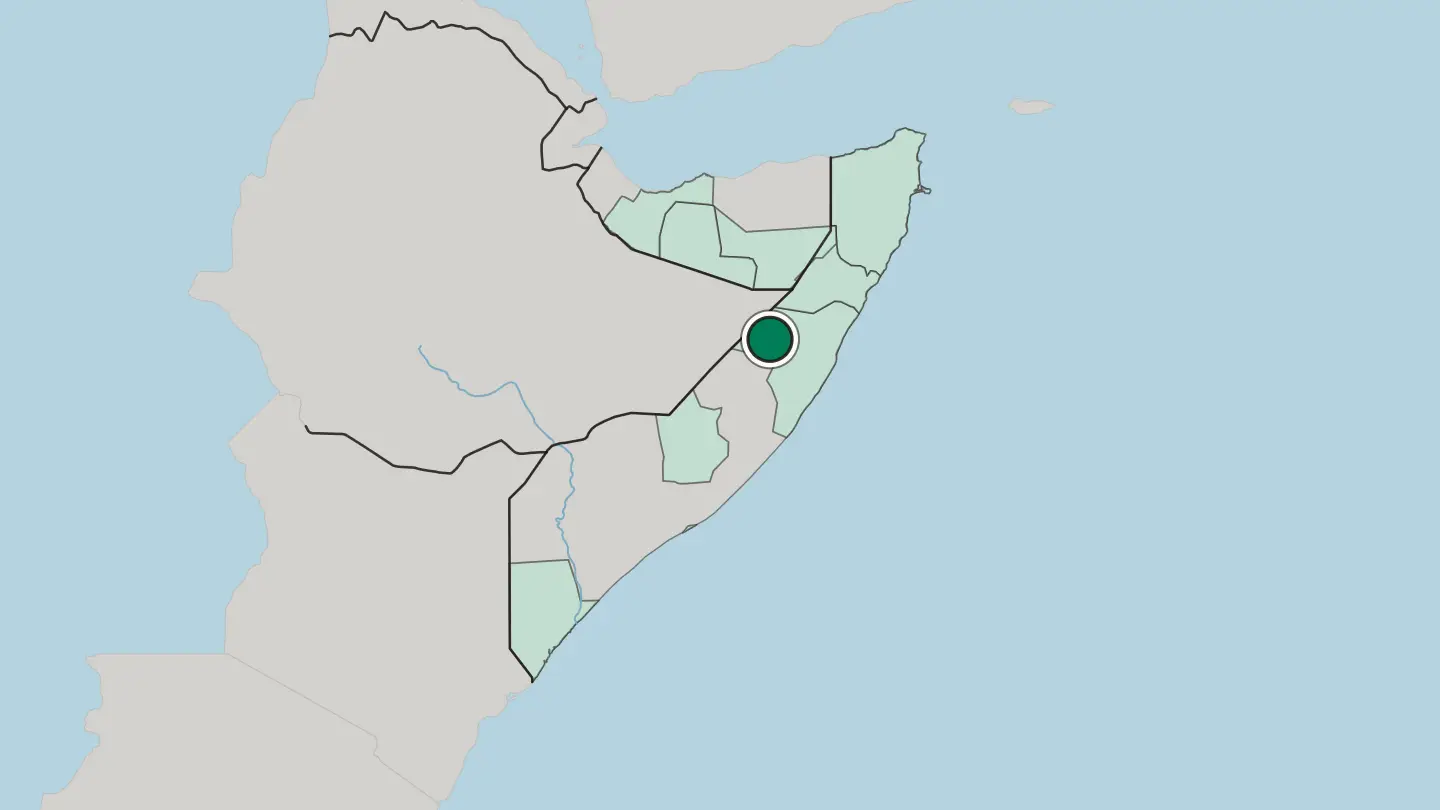 Map of Gaalkacyo in Somalia