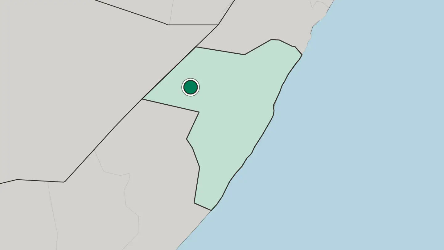 Map of Gaalkacyo in Somalia