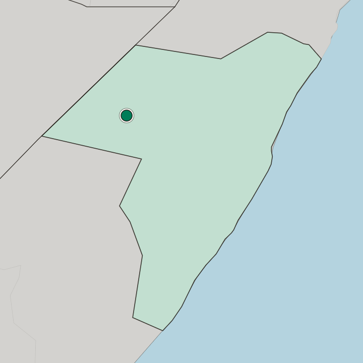 Map showing Gaalkacyo — In Gobolka Mudug