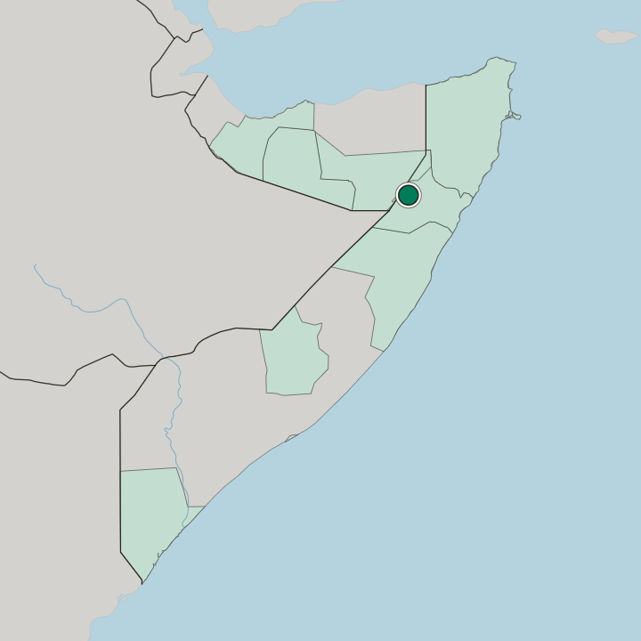 Map showing Garoowe — In Somalia