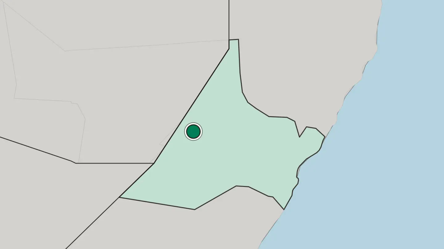 Map of Garoowe in Somalia