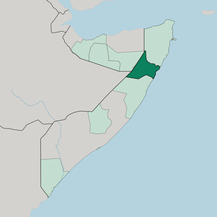 Map showing Gobolka Nugaal — In Somalia