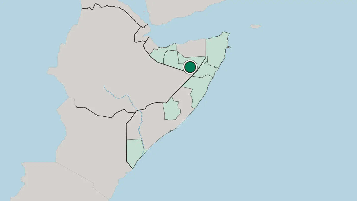Map of Laascaanood in Somalia