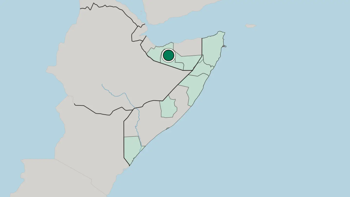 Map of Burao in Somalia