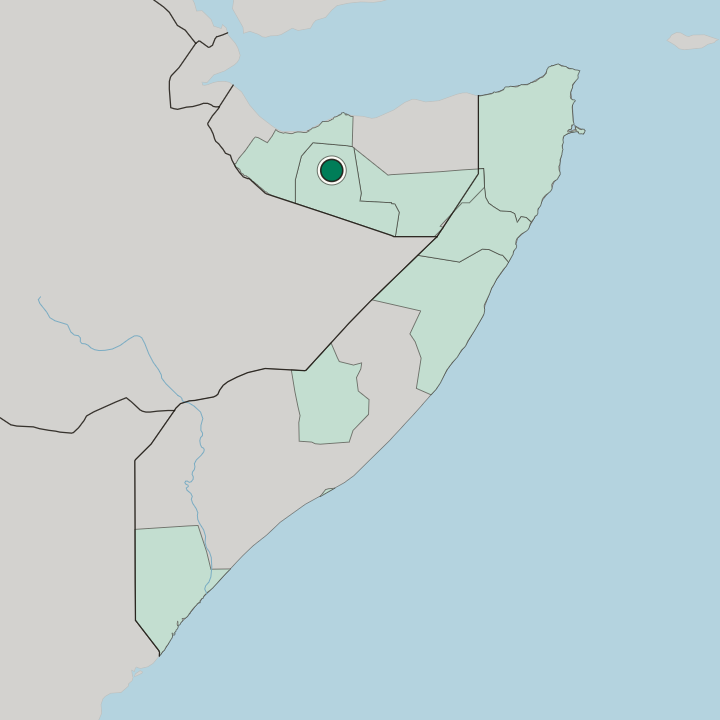 Map showing Burao — In Somalia