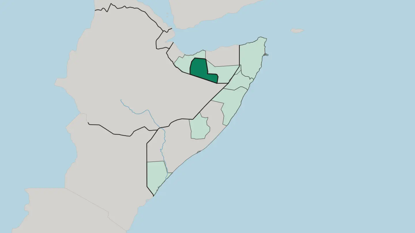 Map of Gobolka Togdheer in Somalia