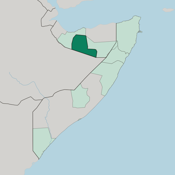 Map showing Gobolka Togdheer — In Somalia