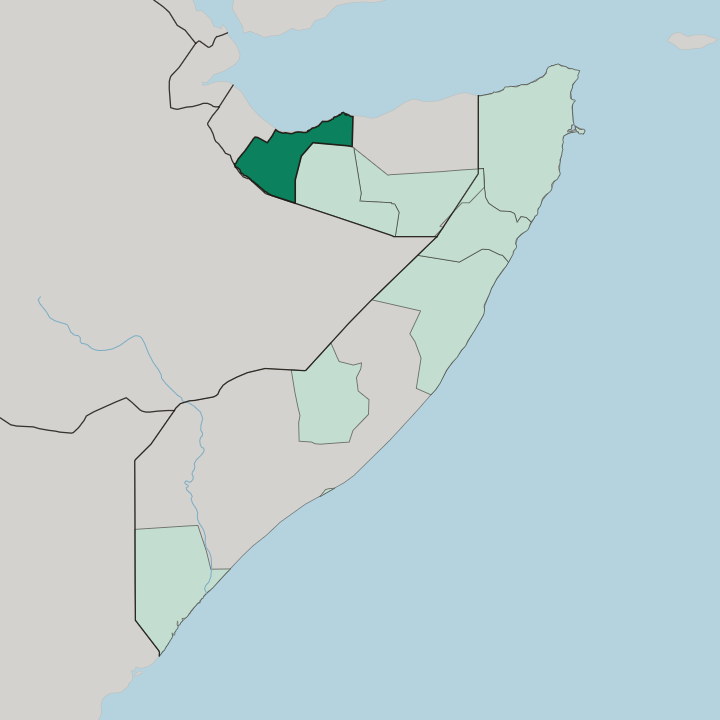 Map showing Gobolka Woqooyi Galbeed — In Somalia