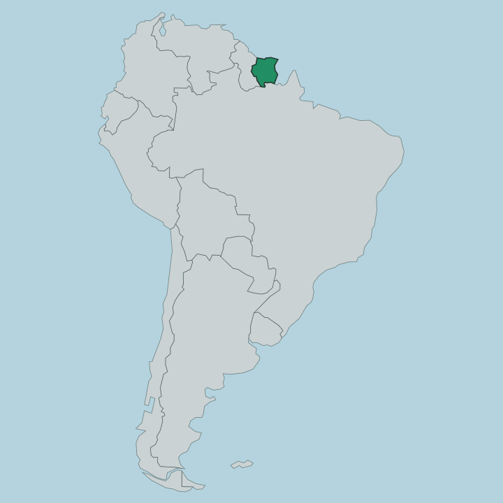 Map showing Suriname — In South America