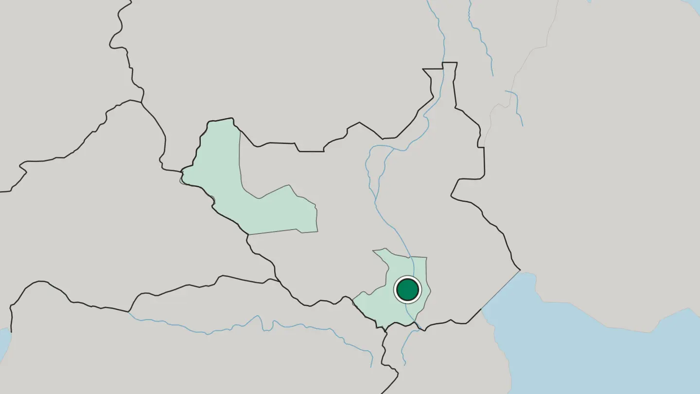 Map of Juba in South Sudan