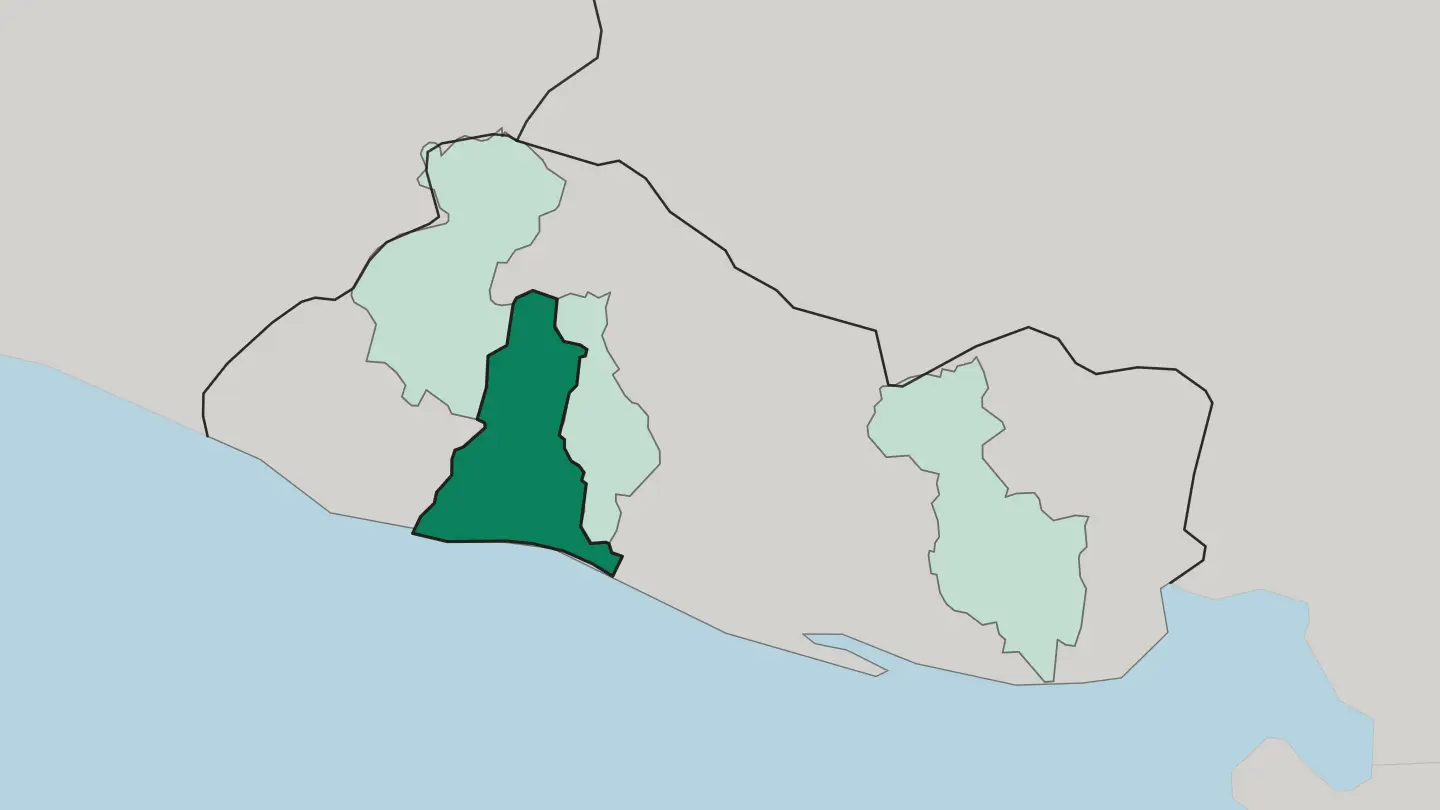 Map of Departamento de La Libertad in El Salvador