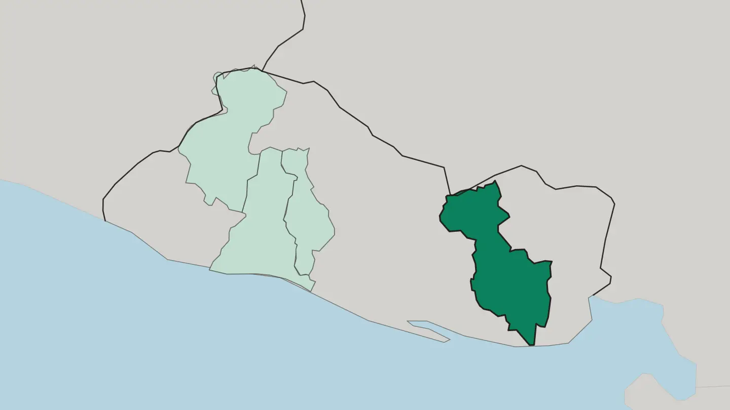 Map of Departamento de San Miguel in El Salvador