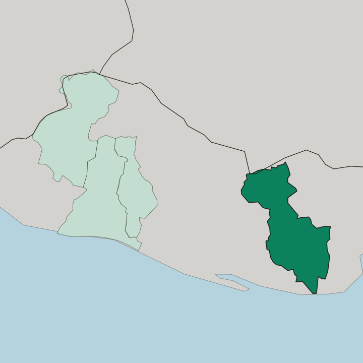 Map showing Departamento de San Miguel — In El Salvador