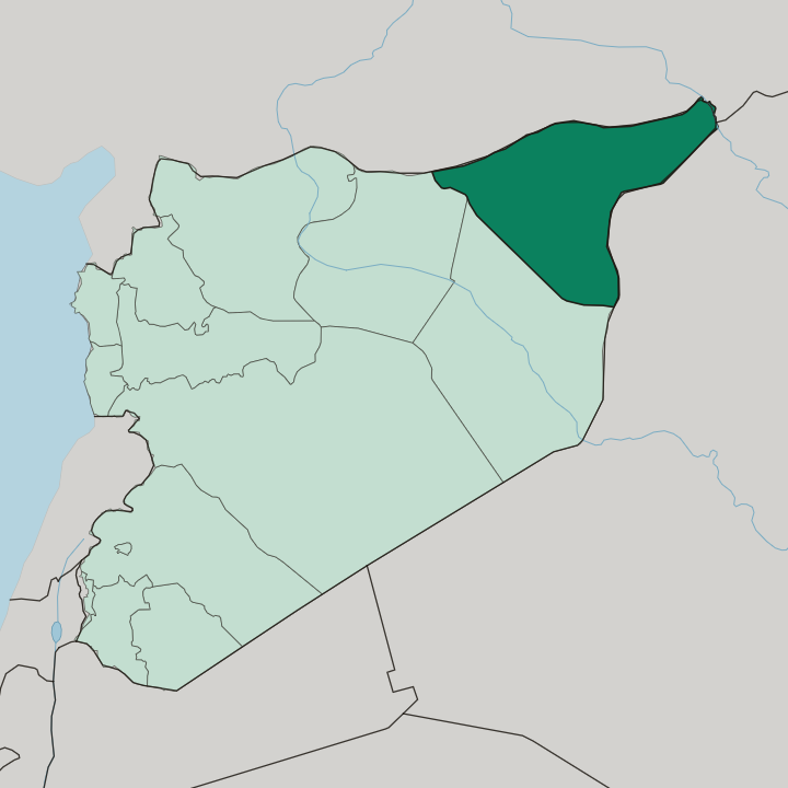 Map showing Al-Hasakah Governorate — In Syria