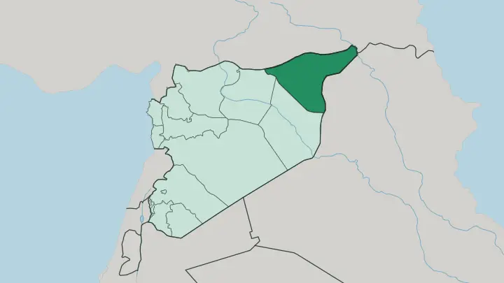 Map of Al-Hasakah Governorate in Syria