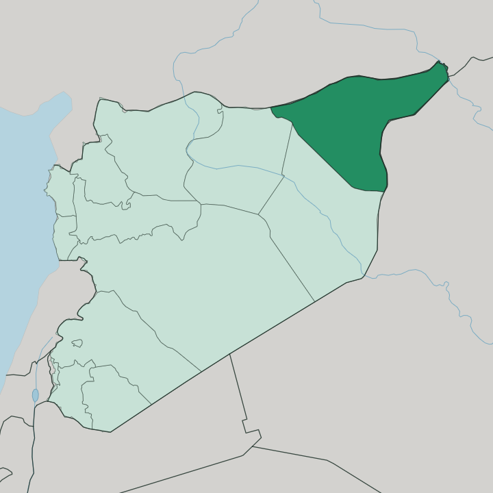 Map showing Al-Hasakah Governorate — In Syria