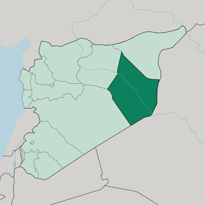 Map showing Deir ez-Zor Governorate — In Syria