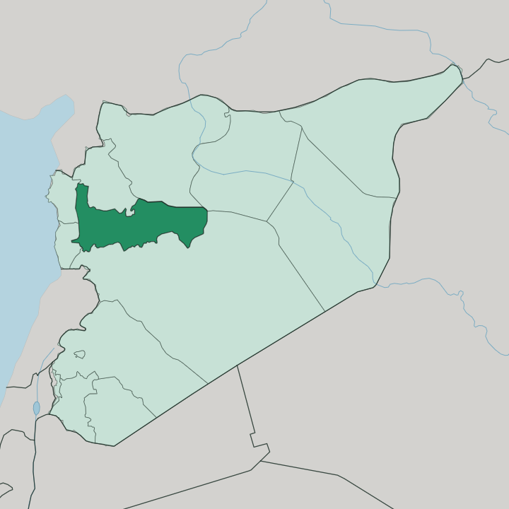 Map showing Hama Governorate — In Syria