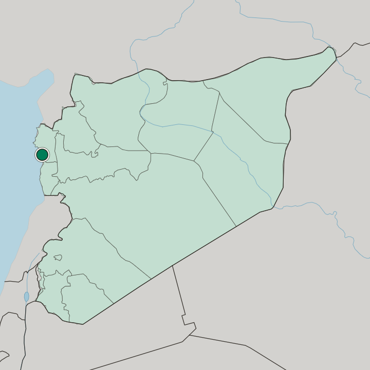 Map showing Jablah — In Syria