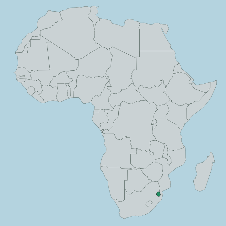 Map showing Eswatini — In Africa