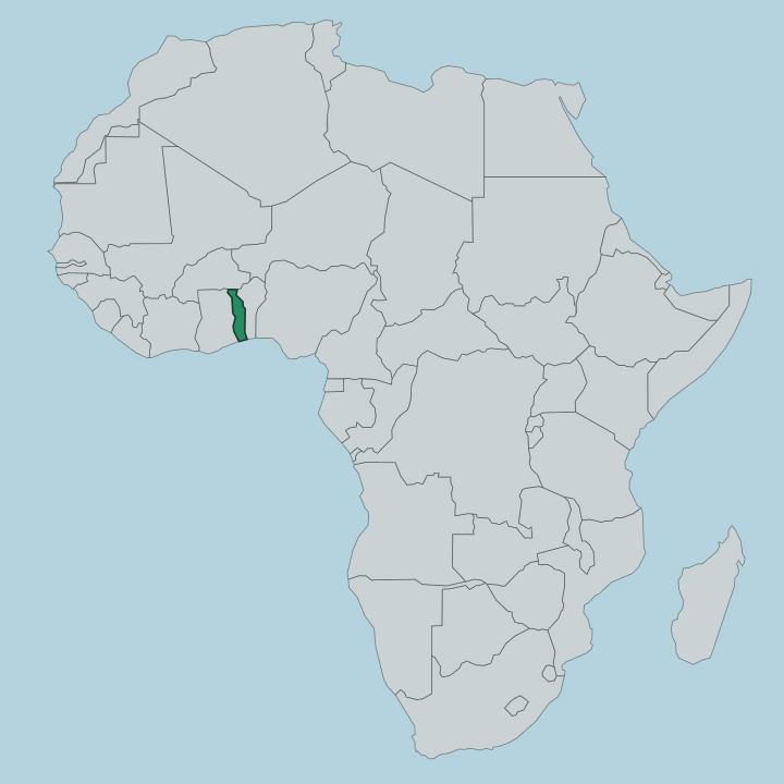 Map showing Togo — In Africa