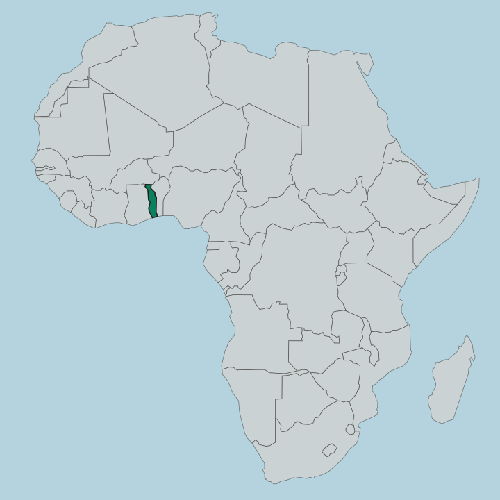 Map showing Togo — In Africa