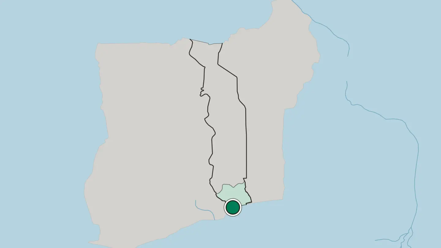 Map of Lomé in Togo