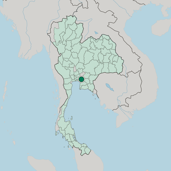 Map showing Chachoengsao — In Thailand