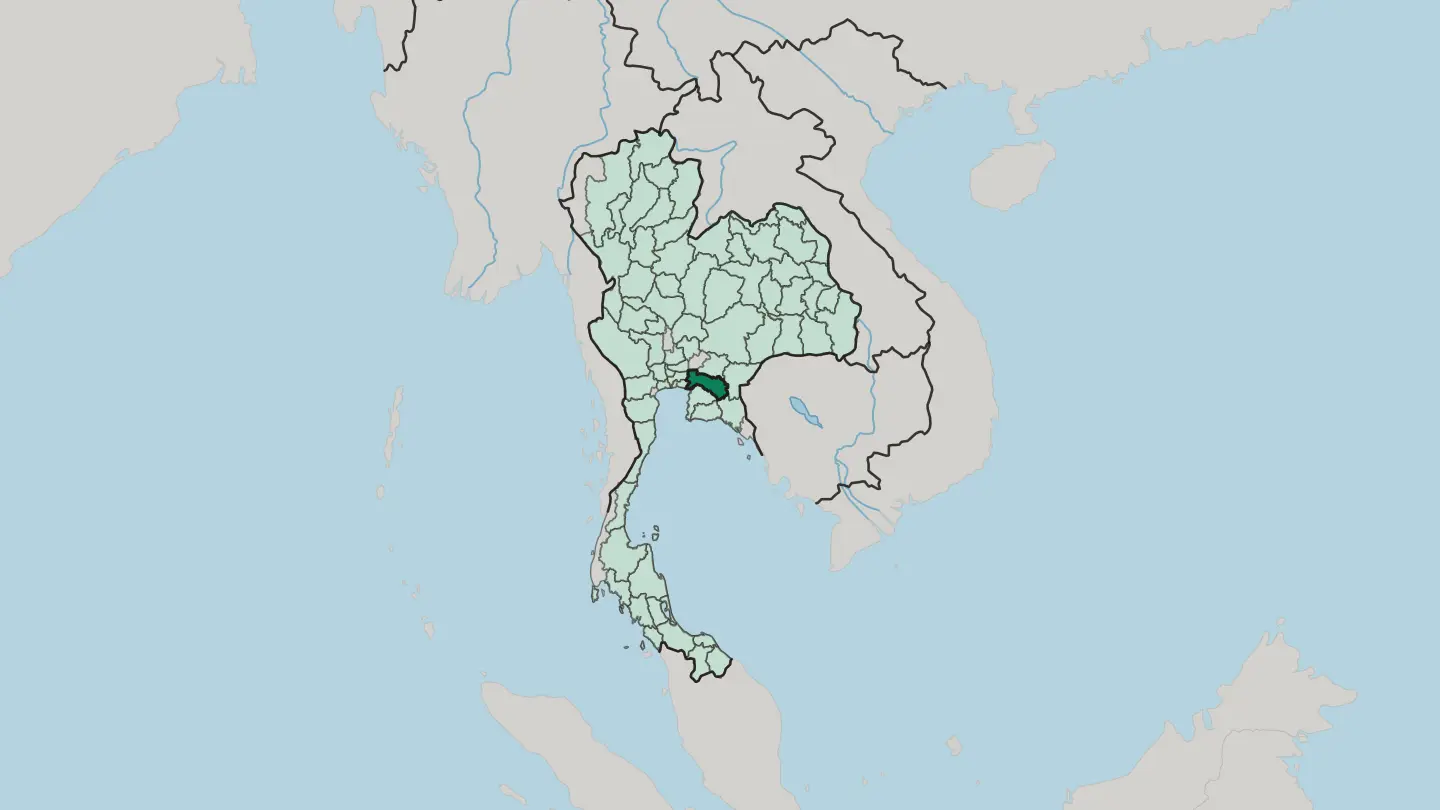 Map of Changwat Chachoengsao in Thailand