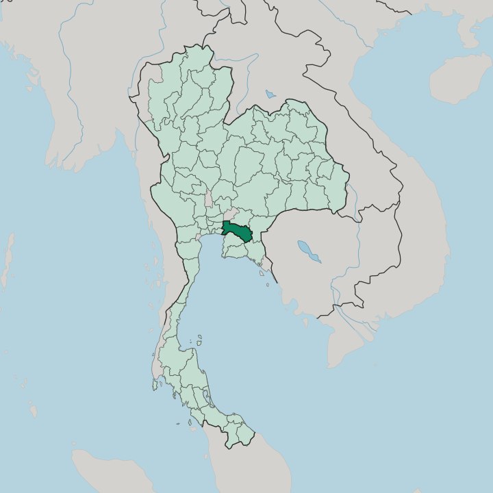 Map showing Changwat Chachoengsao — In Thailand