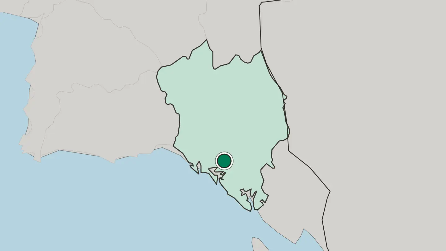 Map of Chanthaburi in Thailand