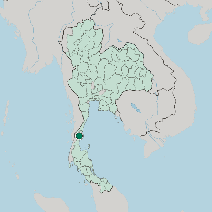Map showing Chumphon — In Thailand