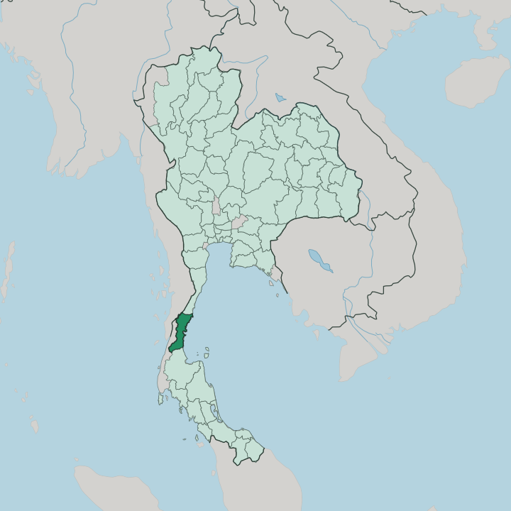 Map showing Changwat Chumphon — In Thailand