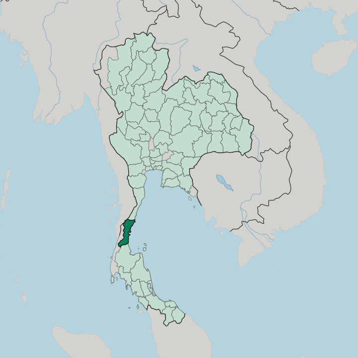 Map showing Changwat Chumphon — In Thailand