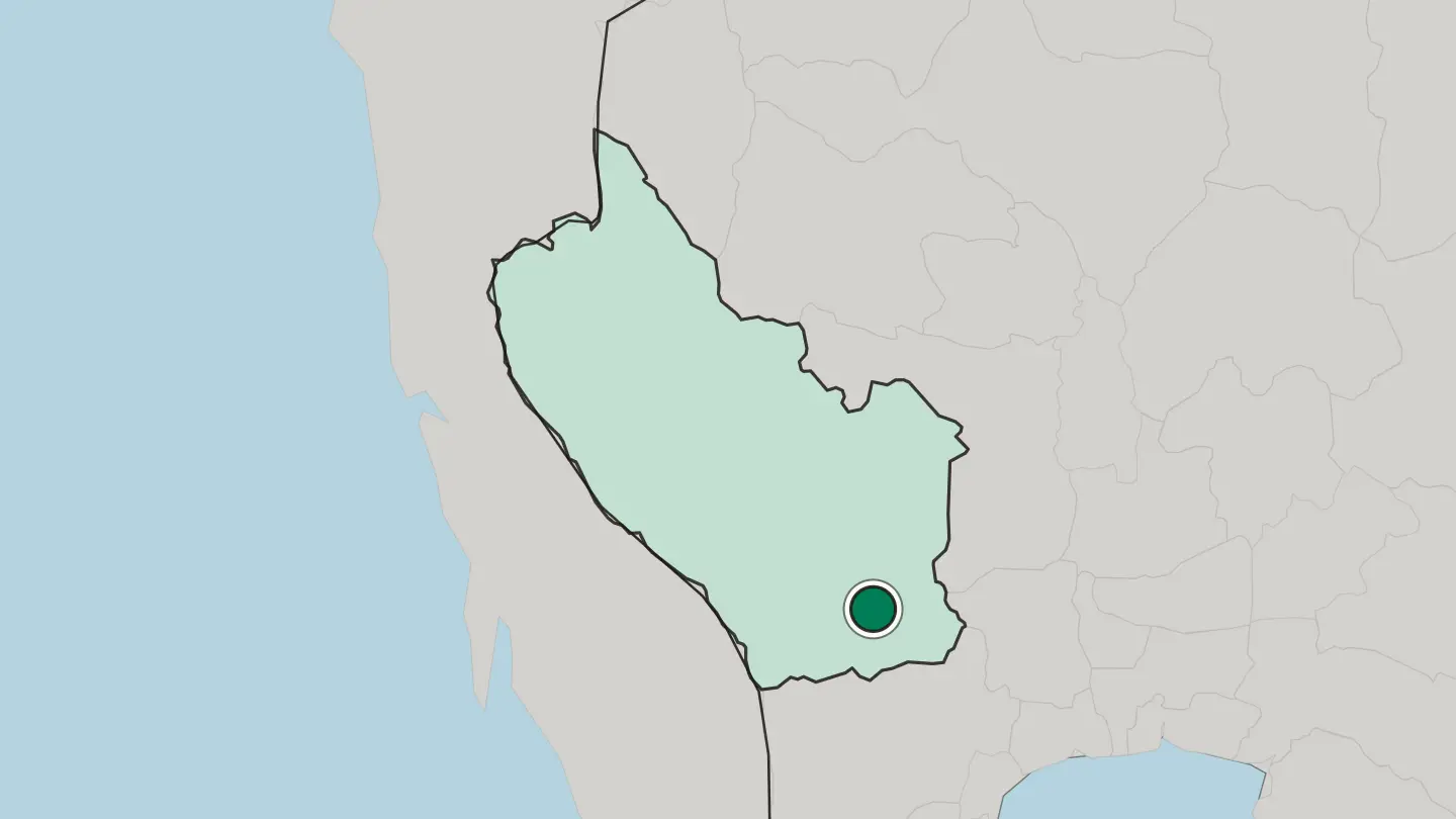 Map of Kanchanaburi in Thailand
