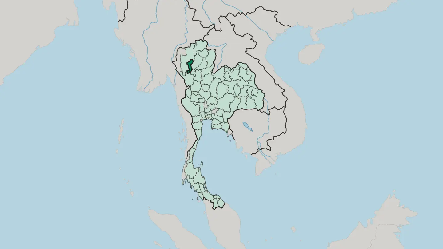 Map of Changwat Lamphun in Thailand