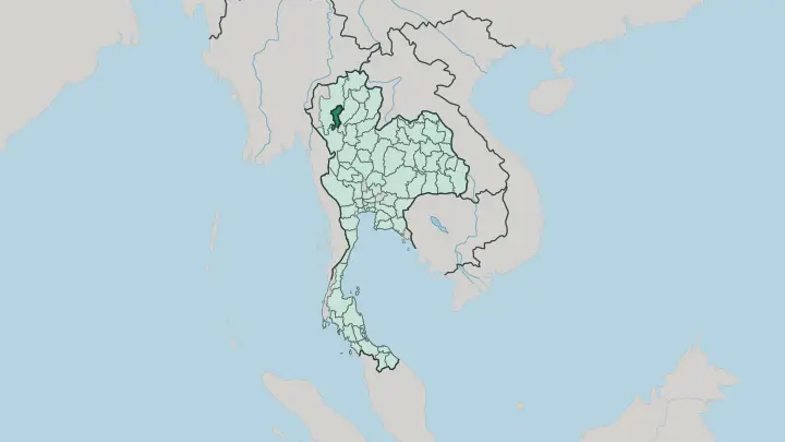 Map of Changwat Lamphun in Thailand