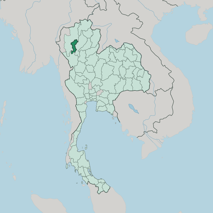 Map showing Changwat Lamphun — In Thailand