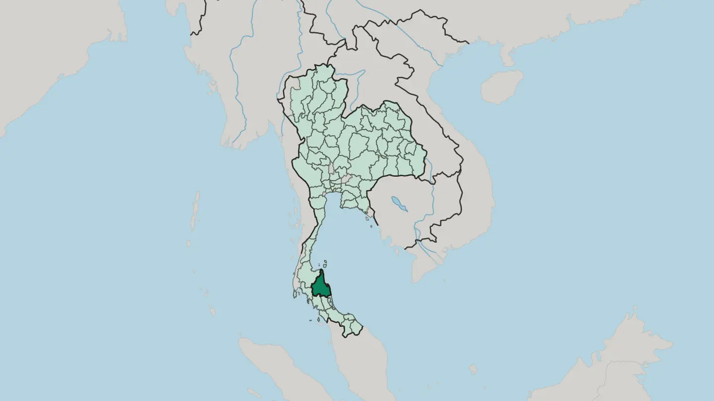 Map of Changwat Nakhon Si Thammarat in Thailand