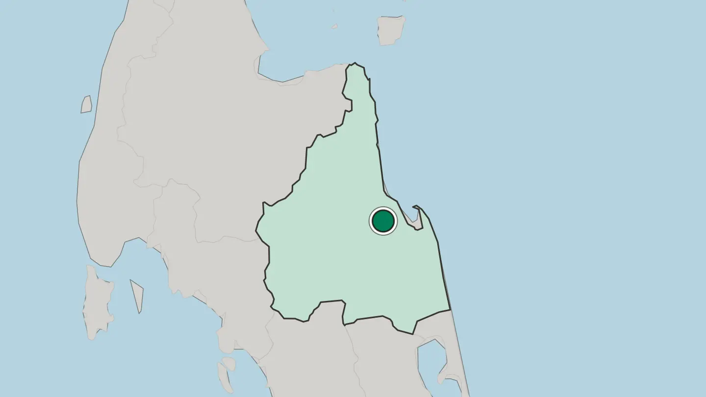 Map of Nakhon Si Thammarat in Thailand